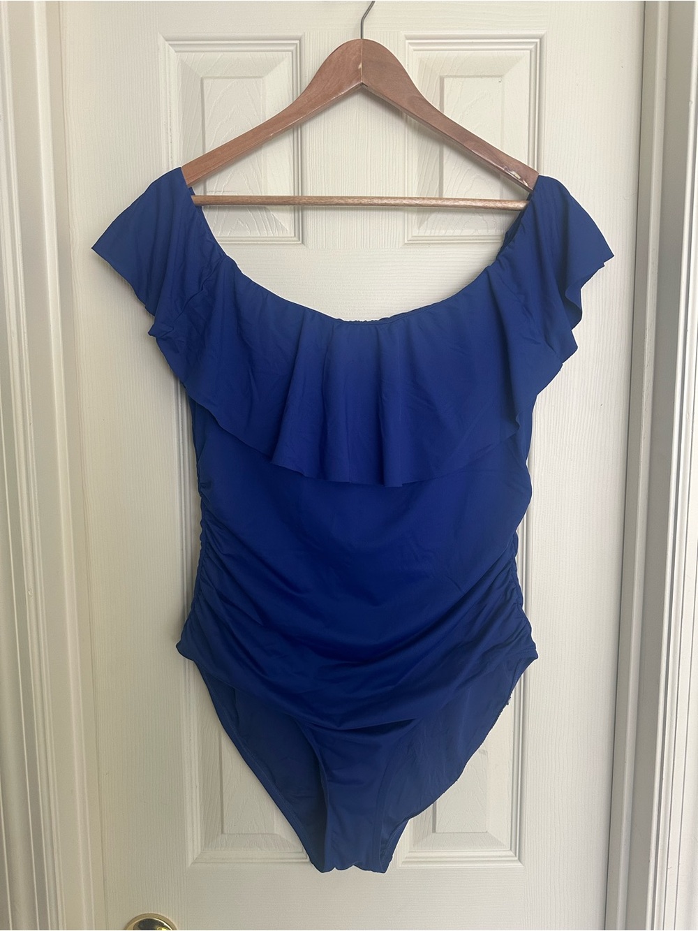 La Blanca Island Goddess Royal Blue Ruffle One-Piece Swimsuit